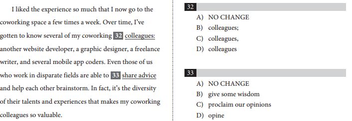 SAT and ACT comparison item 2- english