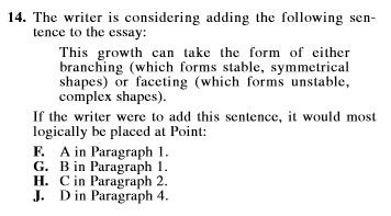 SAT and ACT comparison item 3- english