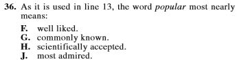 SAT and ACT comparison item 13 - reading